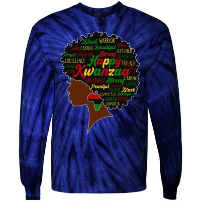 Happy Kwanzaa African Pride Black Woman Seven Principles Tie-Dye Long Sleeve Shirt