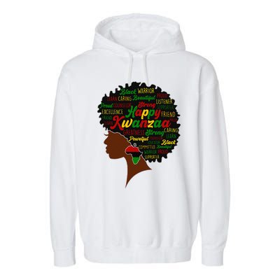 Happy Kwanzaa African Pride Black Woman Seven Principles Garment-Dyed Fleece Hoodie