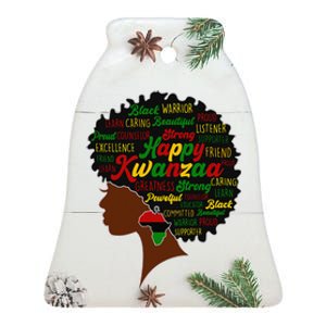 Happy Kwanzaa African Pride Black Woman Seven Principles Ceramic Bell Ornament