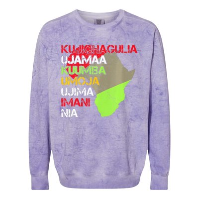 Happy Kwanzaa Africa Map 7 Seven Principles Celebration  Colorblast Crewneck Sweatshirt