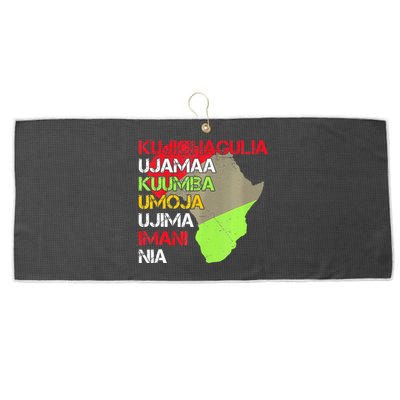 Happy Kwanzaa Africa Map 7 Seven Principles Celebration  Large Microfiber Waffle Golf Towel