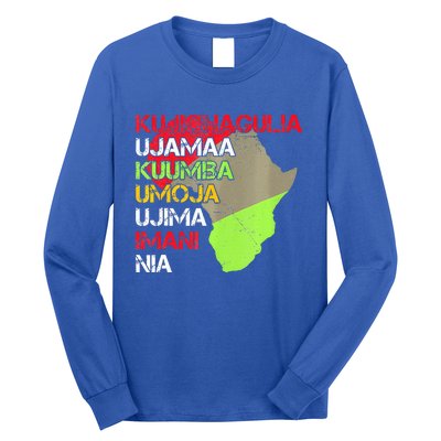 Happy Kwanzaa Africa Map 7 Seven Principles Celebration  Long Sleeve Shirt