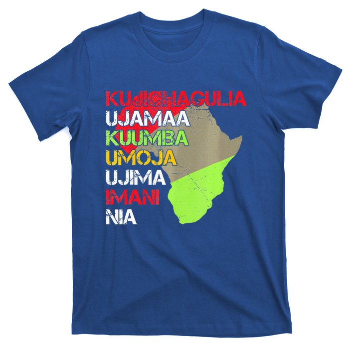 Happy Kwanzaa Africa Map 7 Seven Principles Celebration  T-Shirt