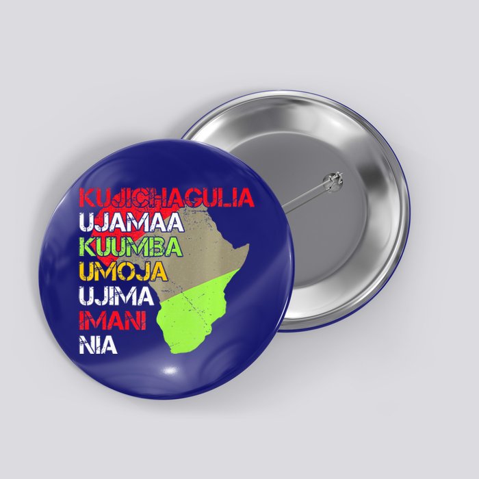 Happy Kwanzaa Africa Map 7 Seven Principles Celebration  Button