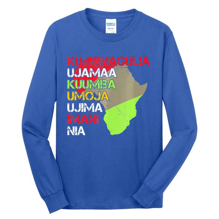 Happy Kwanzaa Africa Map 7 Seven Principles Celebration  Tall Long Sleeve T-Shirt