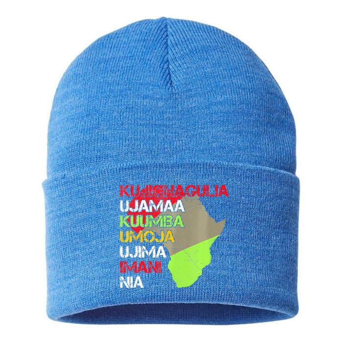 Happy Kwanzaa Africa Map 7 Seven Principles Celebration  Sustainable Knit Beanie