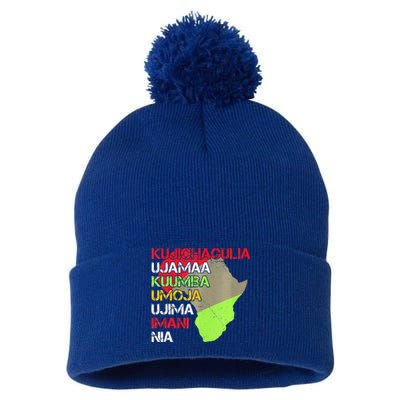 Happy Kwanzaa Africa Map 7 Seven Principles Celebration  Pom Pom 12in Knit Beanie