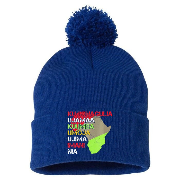 Happy Kwanzaa Africa Map 7 Seven Principles Celebration  Pom Pom 12in Knit Beanie