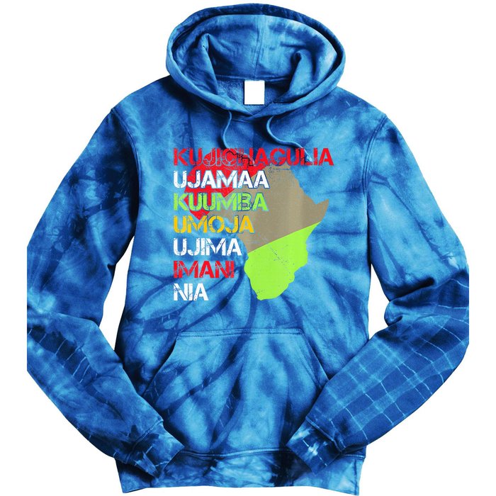 Happy Kwanzaa Africa Map 7 Seven Principles Celebration  Tie Dye Hoodie