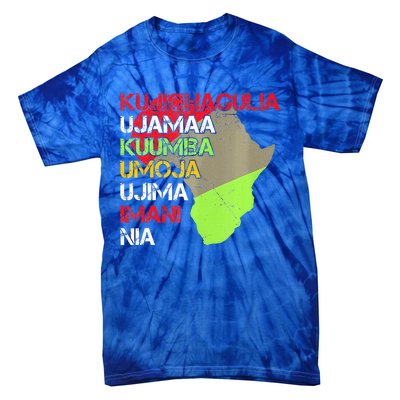 Happy Kwanzaa Africa Map 7 Seven Principles Celebration  Tie-Dye T-Shirt