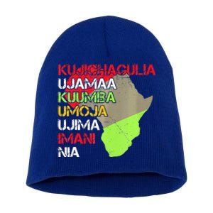 Happy Kwanzaa Africa Map 7 Seven Principles Celebration  Short Acrylic Beanie