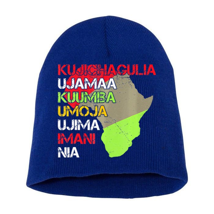 Happy Kwanzaa Africa Map 7 Seven Principles Celebration  Short Acrylic Beanie