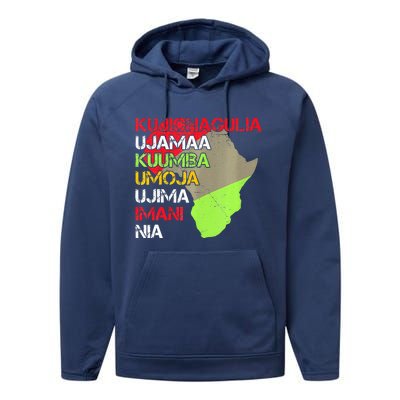 Happy Kwanzaa Africa Map 7 Seven Principles Celebration  Performance Fleece Hoodie