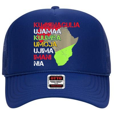 Happy Kwanzaa Africa Map 7 Seven Principles Celebration  High Crown Mesh Back Trucker Hat