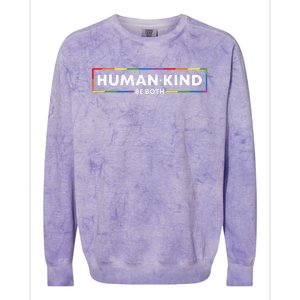 Human Kind Be Both LGBTQ Ally Pride Rainbow Positive Message Colorblast Crewneck Sweatshirt