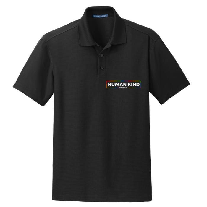 Human Kind Be Both LGBTQ Ally Pride Rainbow Positive Message Dry Zone Grid Polo