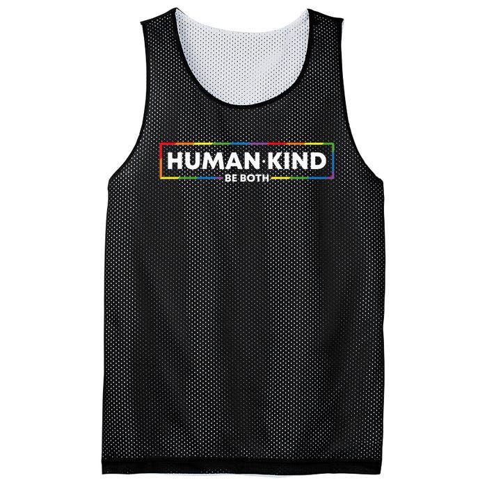 Human Kind Be Both LGBTQ Ally Pride Rainbow Positive Message Mesh Reversible Basketball Jersey Tank