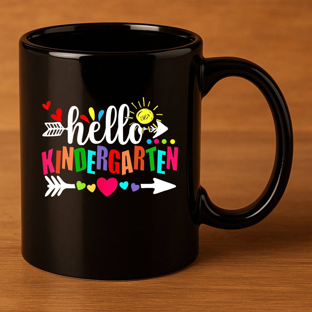 Hello Kindergarten Back To School Teachers First Day 11oz C Handle Ceramic Mug