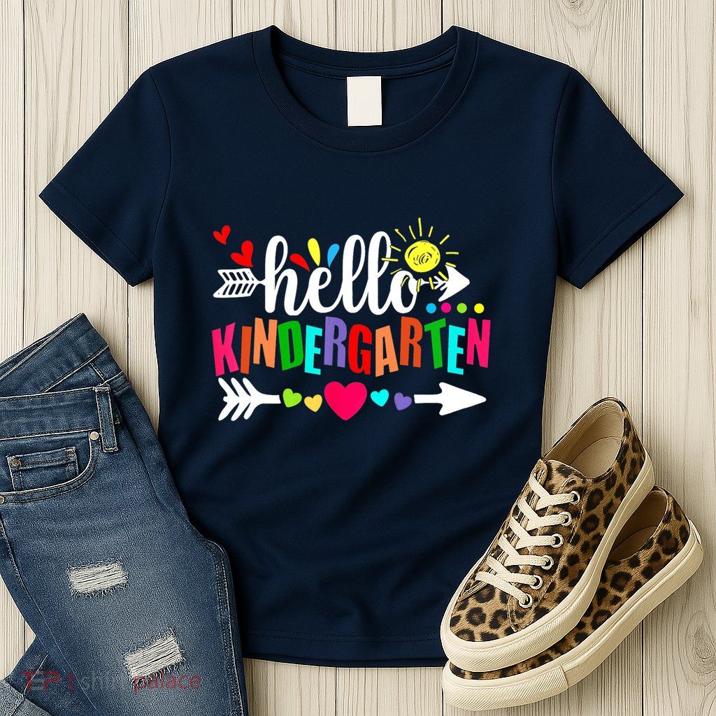 Hello Kindergarten Back To School Teachers First Day Womens T-Shirt
