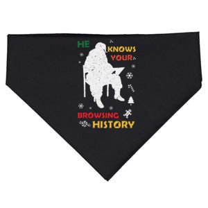 He Knows Browsing History Christmas Funny Santa Lover USA-Made Doggie Bandana