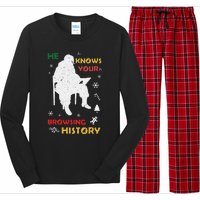 He Knows Browsing History Christmas Funny Santa Lover Long Sleeve Pajama Set