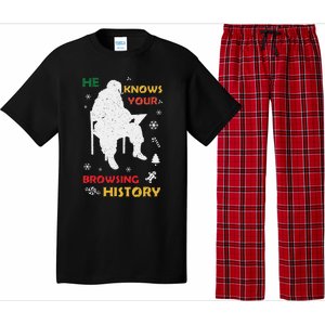 He Knows Browsing History Christmas Funny Santa Lover Pajama Set