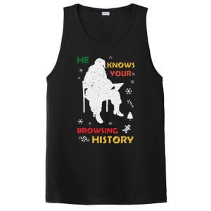 He Knows Browsing History Christmas Funny Santa Lover PosiCharge Competitor Tank