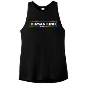 Human Kind Be Both LGBTQ Ally Pride Rainbow Positive Message Ladies PosiCharge Tri-Blend Wicking Tank