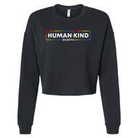 Human Kind Be Both LGBTQ Ally Pride Rainbow Positive Message Cropped Pullover Crew