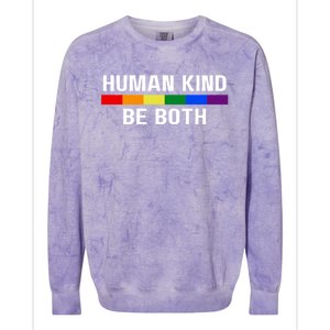 Human Kind Be Both LGBTQ Ally Pride Rainbow Positive Message Colorblast Crewneck Sweatshirt