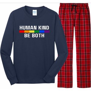 Human Kind Be Both LGBTQ Ally Pride Rainbow Positive Message Long Sleeve Pajama Set