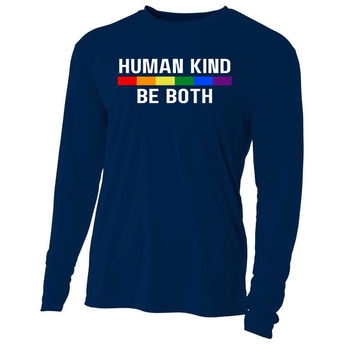 Human Kind Be Both LGBTQ Ally Pride Rainbow Positive Message Cooling Performance Long Sleeve Crew