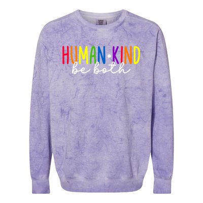 Human Kind Be Both LGBTQ Ally Pride Rainbow Positive Message Colorblast Crewneck Sweatshirt