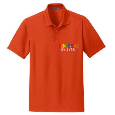 Human Kind Be Both LGBTQ Ally Pride Rainbow Positive Message Dry Zone Grid Polo