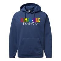 Human Kind Be Both LGBTQ Ally Pride Rainbow Positive Message Performance Fleece Hoodie