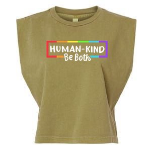 Human Kind Be Both LGBTQ Ally Pride Rainbow Positive Message Garment-Dyed Women's Muscle Tee