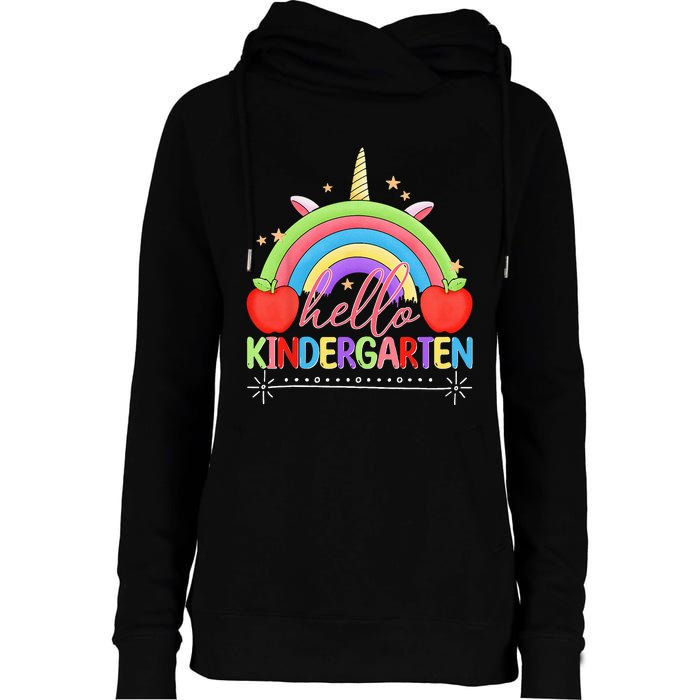 Hello Kindergarten Back To School Teacher Student Womens Funnel Neck Pullover Hood