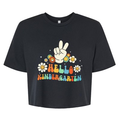 Hello Kindergarten Back to School Kindergarten Teacher Bella+Canvas Jersey Crop Tee