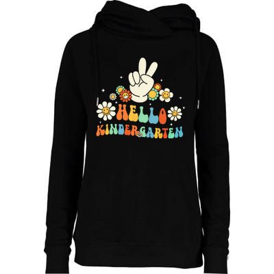 Hello Kindergarten Back to School Kindergarten Teacher Womens Funnel Neck Pullover Hood