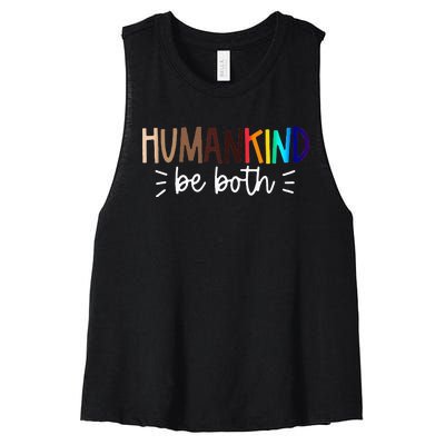 Human Kind Be Both Equality Humankind Kindness Peace Women's Racerback Cropped Tank