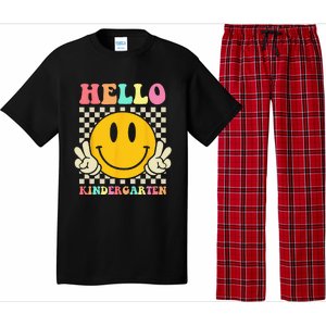 Hello Kindergarten Back To School Groovy Teacher Student Pajama Set