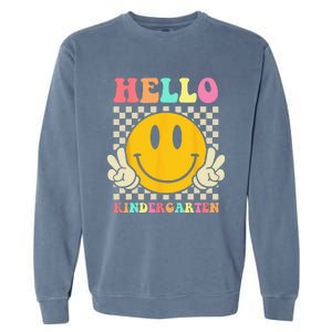 Hello Kindergarten Back To School Groovy Teacher Student Garment-Dyed Sweatshirt