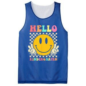 Hello Kindergarten Back To School Groovy Teacher Student Mesh Reversible Basketball Jersey Tank