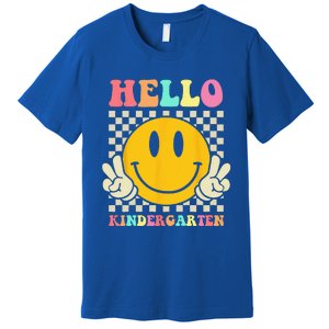 Hello Kindergarten Back To School Groovy Teacher Student Premium T-Shirt