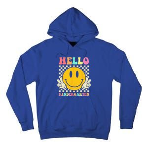 Hello Kindergarten Back To School Groovy Teacher Student Tall Hoodie