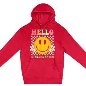 Hello Kindergarten Back To School Groovy Teacher Student Premium Pullover Hoodie