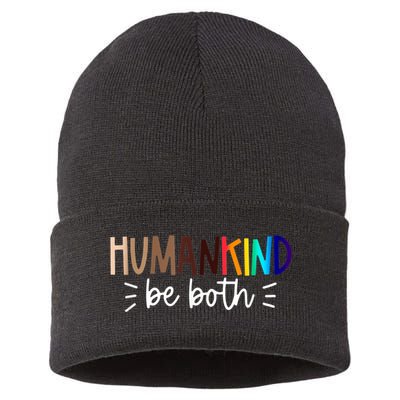 Human Kind Be Both Equality Humankind Kindness Peace Sustainable Knit Beanie