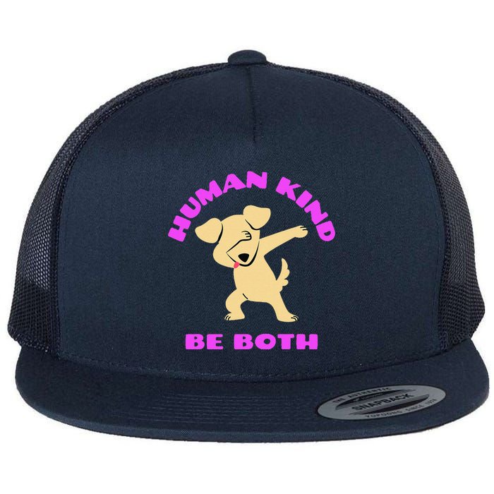 Human Kind Be Both Rainbow Flag Pride Lgbt Flat Bill Trucker Hat