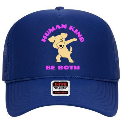 Human Kind Be Both Rainbow Flag Pride Lgbt High Crown Mesh Back Trucker Hat