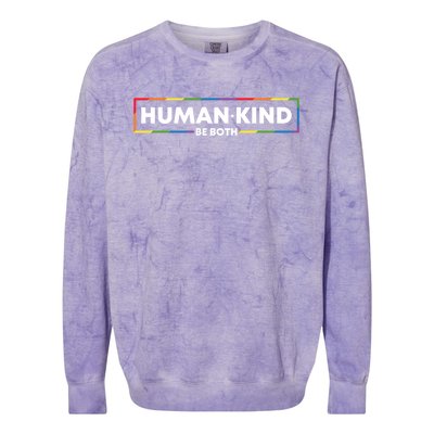 Human Kind Be Both Lgbtq Ally Pride Rainbow Positive Message Gift Colorblast Crewneck Sweatshirt